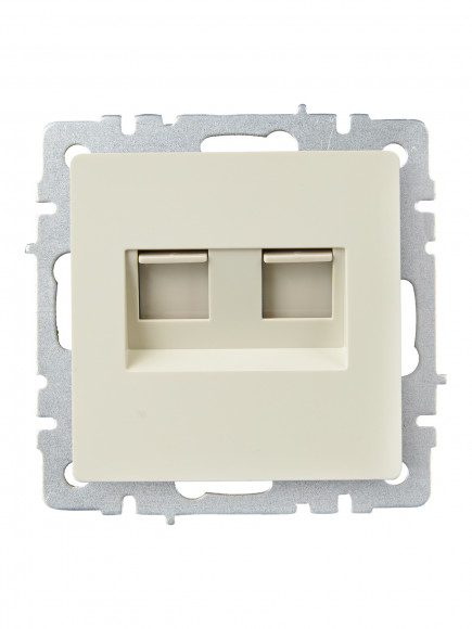 IEK BRITE Розетка двойная RJ11+RJ45 кат.5E РК/Т12-БрКр бежевый , BR-KT20-O-1-K10