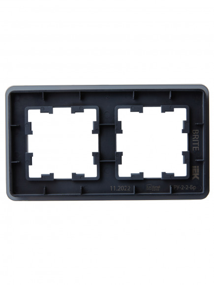 IEK BRITE Рамка 2-местная РУ-2-2-Бр стекло графит RE , BR-M22-G-41-K53