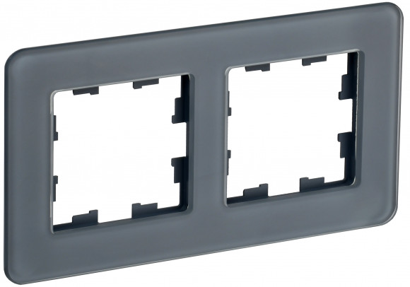 IEK BRITE Рамка 2-местная РУ-2-2-Бр стекло графит RE IEK, BR-M22-G-41-K53
