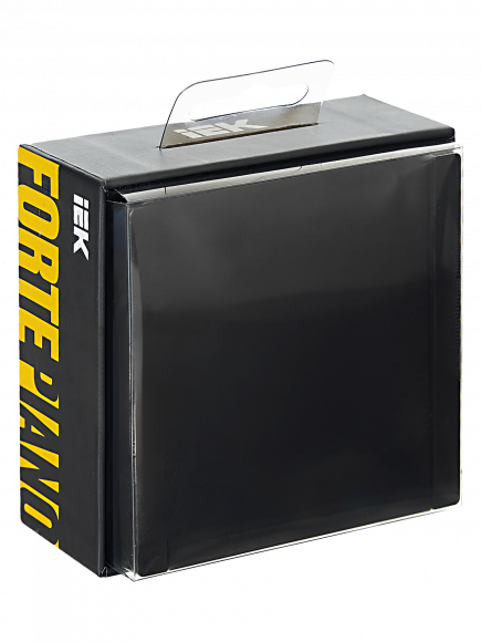 IEK FORTE&PIANO Выключатель 1-клавишный проходной с индикацией 10А FP104 черный , FP-V12-1-10-1-K02