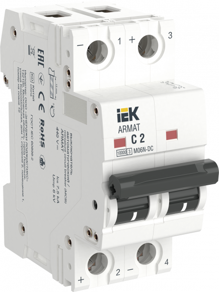 IEK ARMAT Автоматический выключатель M06N-DC 2P C 2А IEK, AR-M06N-2-C002DC