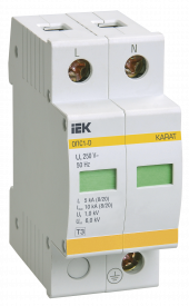 KARAT Ограничитель импульсного перенапряжения ОПС1-D 2P In=5кА Un=230В Im=10кА IEK, MOP20-2-D