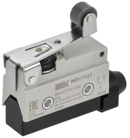 IEK Микропереключатель концевой МП-7141 укороченный рычаг с роликом IP40 IEK, KKV12-7141-1-64 IEK Микропереключатель концевой МП-7141 укороченный рычаг с роликом IP40 IEK, KKV12-7141-1-64