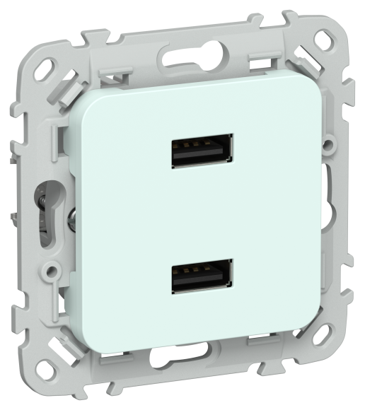 IEK FLITE Розетка USB A+A 3,1А РЮ-2-ФлХЛ холодный лед IEK, FI-U21-D31-K94