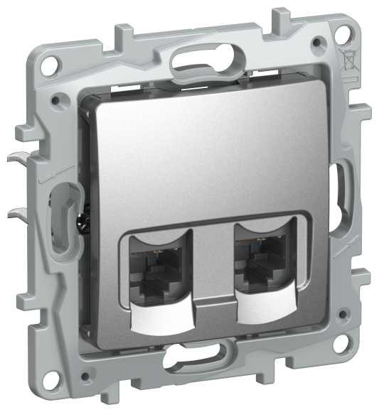 IEK IEKETIKA Розетка компьютерная двойная RJ45 категория 5Е UTP 6724551 алюминий IEK