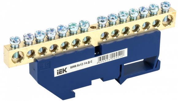 IEK Шина N "ноль" на DIN-изол ШНИ-8х12-14-Д-С IEK, YNN10-812-14D-K07
