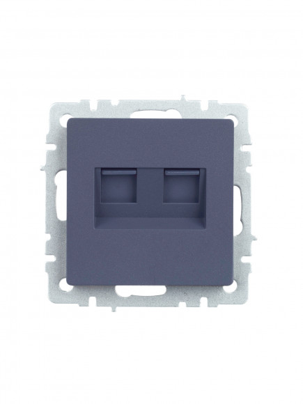 IEK BRITE Розетка двойная RJ11+RJ45 кат.5E РК/Т12-БрМ маренго , BR-KT20-O-1-K35