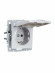 IEK BRITE Розетка 1-местная с заземлением с защитными шторками и крышкой 16А IP20 РСбш10-3-БрА алюминий , BR-R16-16-K47