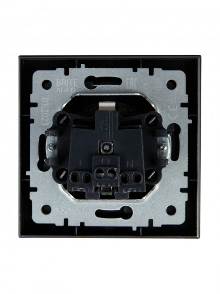 IEK BRITE Розетка 1-местная с заземлением с защитными шторками 16А в сборе РСР14-1-0-БрС сталь , BR-R14-16-K46-F