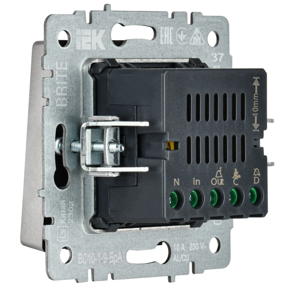 IEK BRITE Кнопка звонка с индикацией для отелей 10А ВС10-1-9-БрА алюминий , BR-V14-2-10-K47