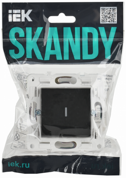 IEK SKANDY Выключатель 1-клавишный с индикацией 10А SK-V07Bl черный , SK-V10-1-10-K02