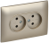 IEK SKANDY Розетка 2-местная без заземления с защитными шторками 10А в сборе SK-R09Sh шампань , SK-R23-10-K37-F