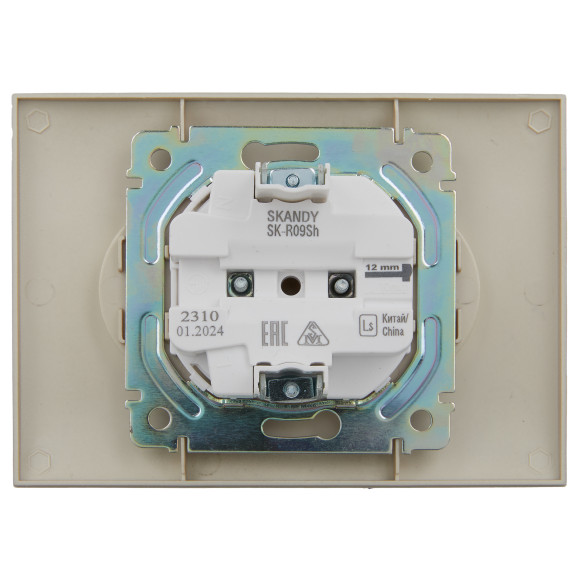 IEK SKANDY Розетка 2-местная без заземления с защитными шторками 10А в сборе SK-R09Sh шампань , SK-R23-10-K37-F