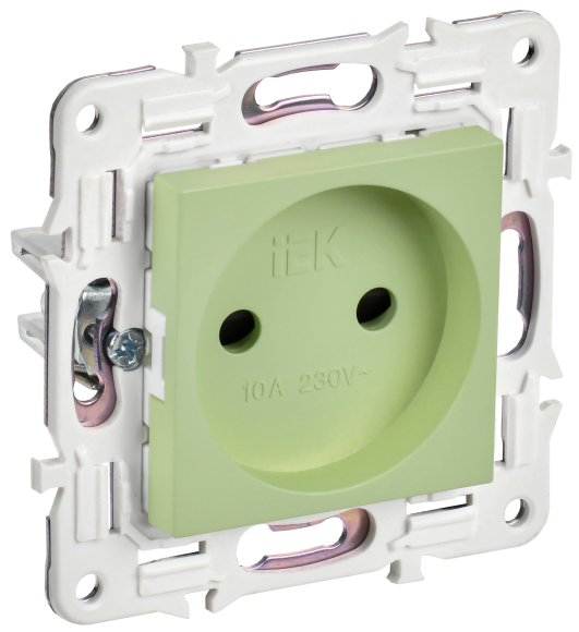 IEK SKANDY Розетка без заземления с защитными шторками 10А SK-R01G мятный , SK-R13-10-K06