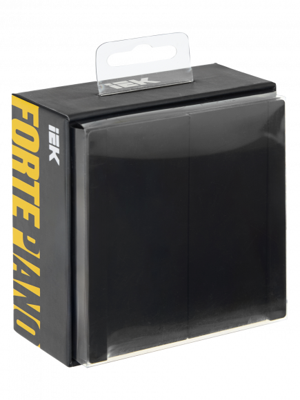 IEK FORTE&PIANO Выключатель 2-клавишный 10А FP105 черный , FP-V20-0-10-1-K02