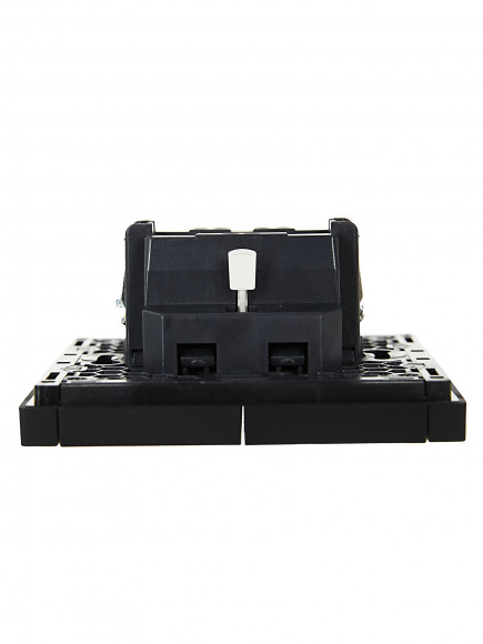 IEK FORTE&PIANO Выключатель 2-клавишный 10А FP105 черный , FP-V20-0-10-1-K02