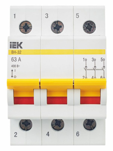 IEK KARAT Выключатель нагрузки (мини-рубильник) ВН-32 3P 63А IEK, MNV10-3-063