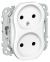 IEK FLITE Розетка 2-местная без заземления без защитных шторок безвинтовое крепление 10А РС02-1-ФлБ белый IEK, FI-R20-10-1-K01