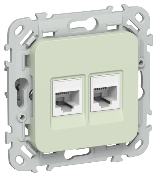 IEK FLITE Розетка 2-местная компьютерная RJ45 категория 6 UTP РК6-2-0-ФлП панг IEK, FI-K22-2-K92