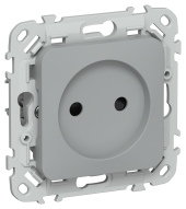 FLITE Розетка без заземления с защитными шторками безвинтовое крепление 10А РСш01-1-ФлС серый IEK, FI-R13-10-1-K03