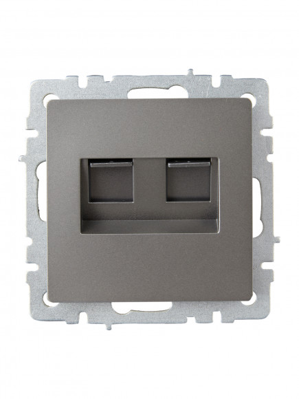 IEK BRITE Розетка двойная RJ11+RJ45 кат.5E РК/Т12-БрС сталь , BR-KT20-O-1-K46