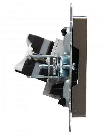 IEK BRITE Розетка двойная RJ11+RJ45 кат.5E РК/Т12-БрС сталь , BR-KT20-O-1-K46