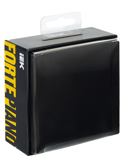 IEK FORTE&PIANO Выключатель 2-клавишный проходной 10А FP107 черный , FP-V22-0-10-1-K02