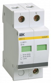 KARAT Ограничитель импульсного перенапряжения ОПС1-C 2P In=20кА Un=400В Im=40кА IEK, MOP20-2-C