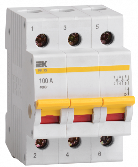 IEK KARAT Выключатель нагрузки (мини-рубильник) ВН-32 3P 100А IEK, MNV10-3-100