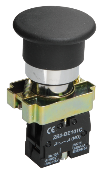 IEK Кнопка управления LAY5-BC21 "Грибок" без подсветки черная 1NO IEK, BBG70-BC-K02
