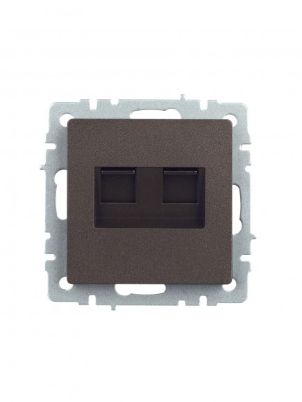 IEK BRITE Розетка двойная RJ11+RJ45 кат.5E РК/Т12-БрТБ темная бронза , BR-KT20-O-1-K45
