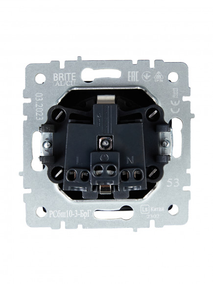 IEK BRITE Розетка 1-местная с заземлением с защитными шторками и крышкой 16А IP20 РСбш10-3-БрГ графит , BR-R16-16-K53