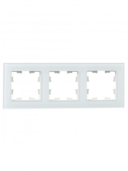 IEK BRITE Рамка 3-местная РУ-3-2-Бр стекло белый матовый , BR-M32-G-31-K01