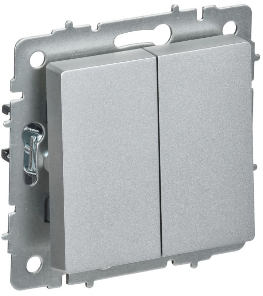 IEK BRITE Выключатель 2-клавишный перекрестный 10А ВС10-2-3-БрА алюминий IEK, BR-V23-0-10-K47