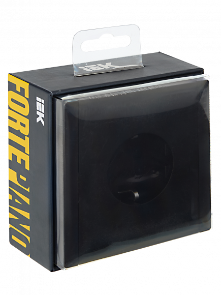IEK FORTE&PIANO Розетка 1-местная с заземлением без защитных шторок винтовое крепление 16А FP116 черный , FP-R11-16-K02