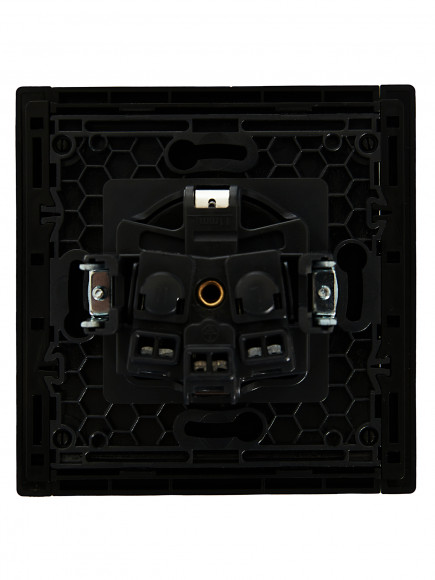 IEK FORTE&PIANO Розетка 1-местная с заземлением без защитных шторок винтовое крепление 16А FP116 черный , FP-R11-16-K02