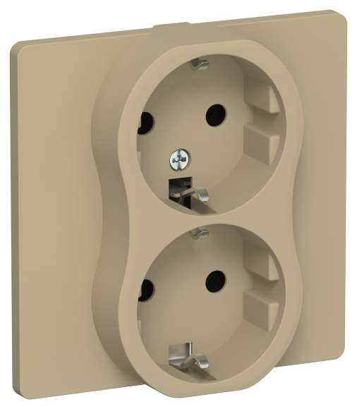 IEK FLITE Розетка 2-местная с заземлением без защитных шторок безвинтовое крепление 16А РС12-1-К-ФлХ хаки IEK, FI-R21C-16-1-K59