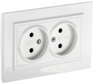 BRITE Розетка 2-местная без заземления без защитных шторок 10А в сборе РС12-2-БрБ белый , BR-R20-10-K01-F