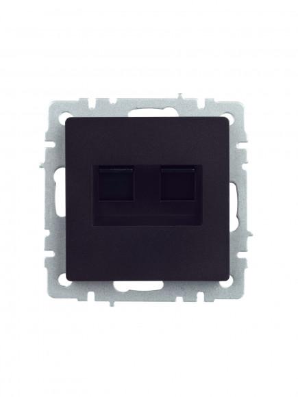 IEK BRITE Розетка двойная RJ11+RJ45 кат.5E РК/Т12-БрЧ черный , BR-KT20-O-1-K02