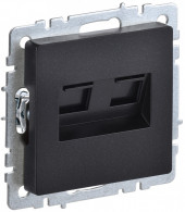 BRITE Розетка двойная RJ11+RJ45 кат.5E РК/Т12-БрЧ черный IEK, BR-KT20-O-1-K02