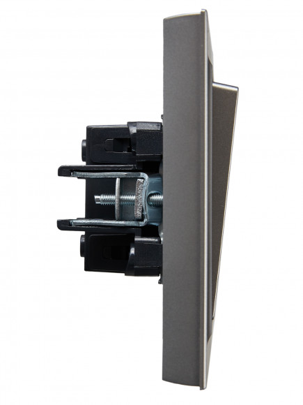 IEK BRITE Выключатель 1-клавишный 10А в сборе ВСР10-1-0-БрС сталь , BR-V10-0-10-K46-F