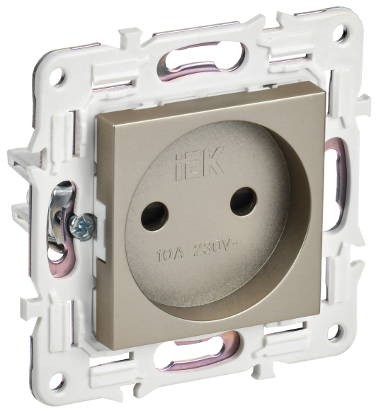 IEK SKANDY Розетка без заземления с защитными шторками 10А SK-R01Sh шампань , SK-R13-10-K37