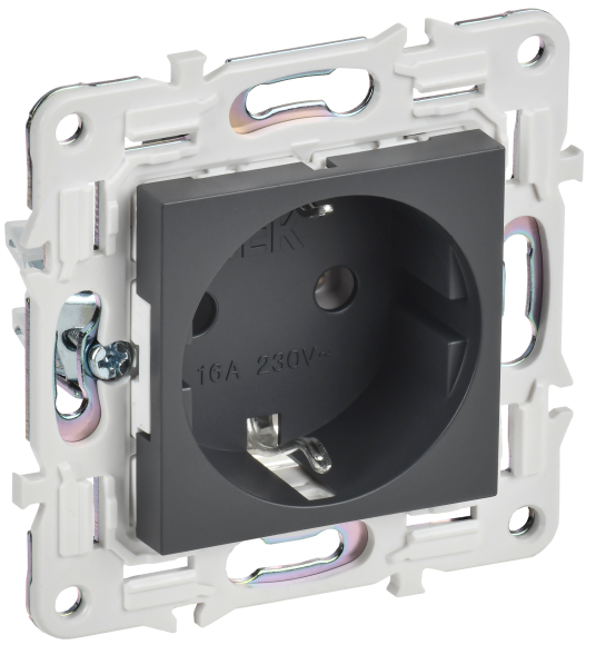 IEK SKANDY Розетка с заземлением без защитных шторок 16А SK-R05T титан , SK-R11-16-K48