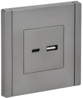 FORTE&PIANO Розетка USB A+C 3,1А FP550 сталь , FP-U22-D31-K46