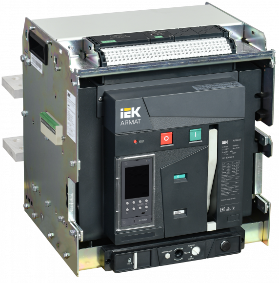 IEK ARMAT AR-A4S TD25 3P W HR Выключатель автоматический воздушный 85кА расцепитель TD 2500А 3P выдвижной с аксессуарами ~220-240В: реле отключения, реле включения, моторный привод IEK, AR-ACB-3VF-085-2500A-TDCF