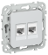 IEK FLITE Розетка 2-местная компьютерная RJ45 категория 5Е UTP РК5е-2-0-ФлЖ жемчуг IEK, FI-K22-1-K36