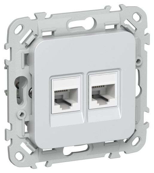 IEK FLITE Розетка 2-местная компьютерная RJ45 категория 5Е UTP РК5е-2-0-ФлЖ жемчуг IEK, FI-K22-1-K36