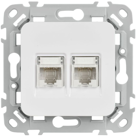 IEK FLITE Розетка 2-местная компьютерная RJ45 категория 5Е UTP РК5е-2-0-ФлЖ жемчуг IEK, FI-K22-1-K36