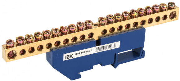 IEK Шина N "ноль" на DIN-изол ШНИ-8х12-20-Д-С IEK, YNN10-812-20D-K07