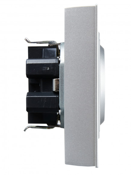 IEK BRITE Розетка 2-местная с заземлением без защитных шторок 16А в сборе РС12-3-БрА алюминий , BR-R21-16-K47-F